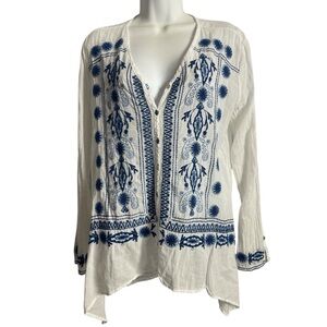 Johnny Was Embroidered Button Down Size Small